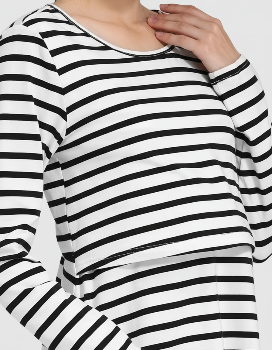 Bump Society – The Nursing Collection: Soft-Stretch Cotton Casual Fit Nursing & Maternity Top-Bump Society