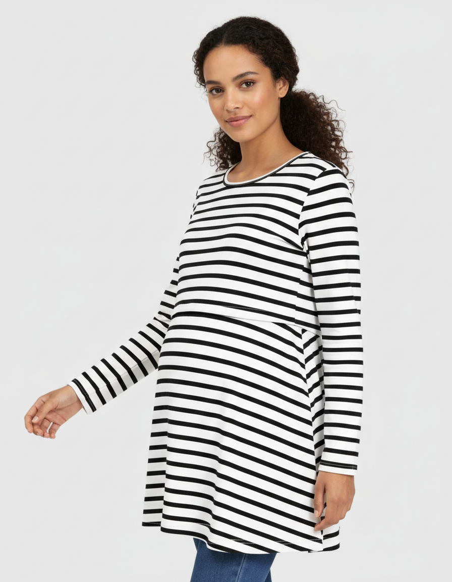 Bump Society – The Nursing Collection: Soft-Stretch Cotton Casual Fit Nursing & Maternity Top-Bump Society