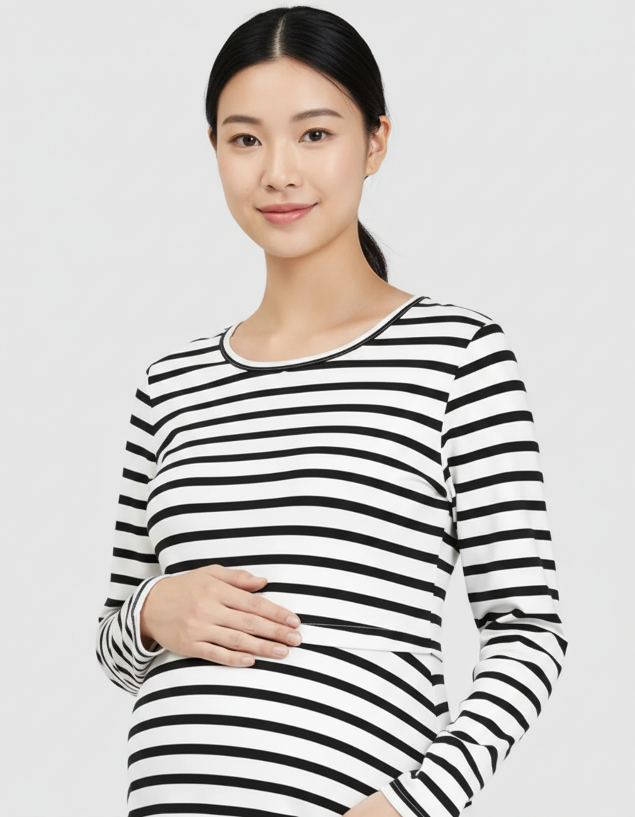 Bump Society – The Nursing Collection: Soft-Stretch Cotton Casual Fit Nursing & Maternity Top-Bump Society