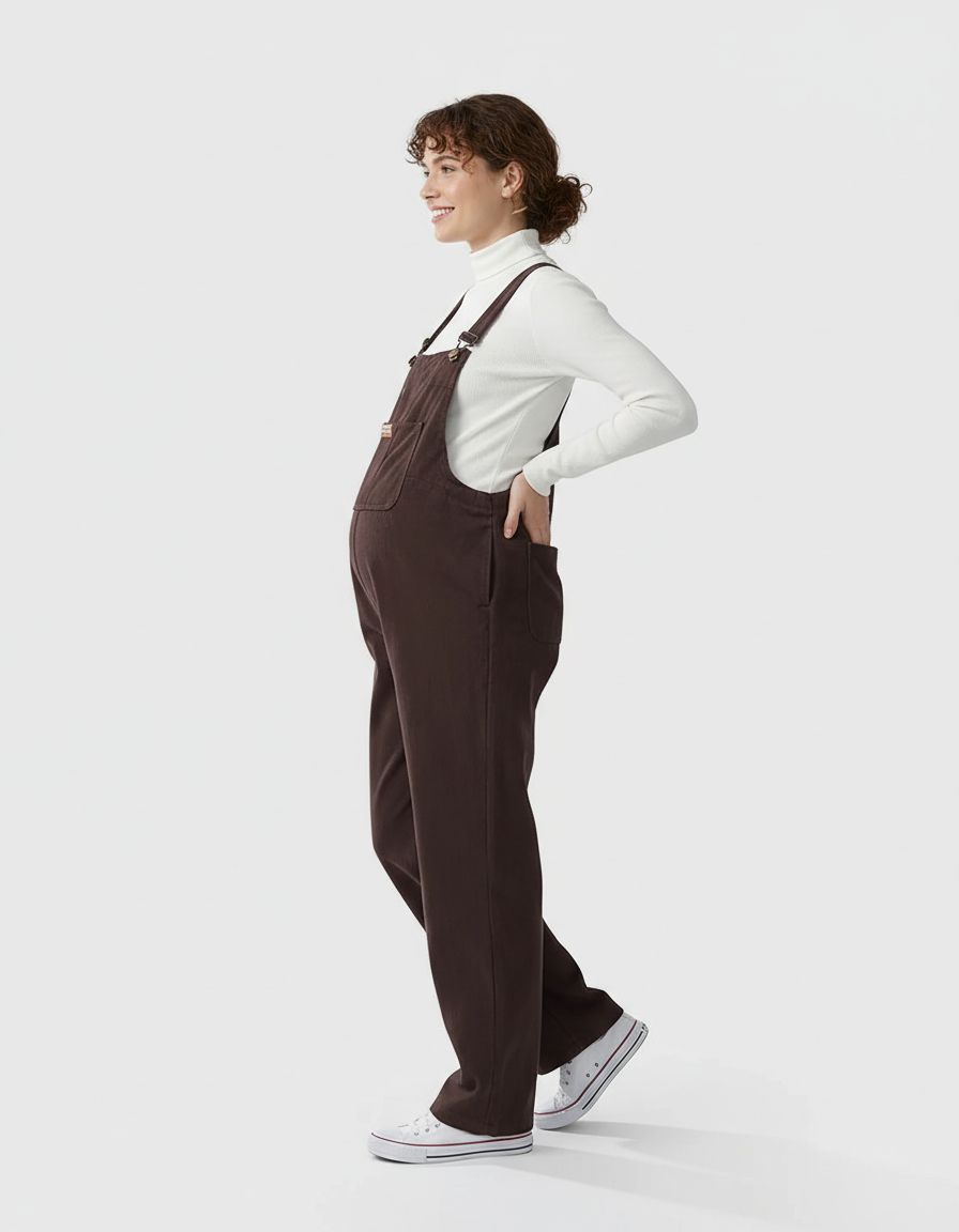Bump Society – The Support Collection: Knitted Belly Support Adjustable Corduroy Maternity Jumpsuit-Bump Society