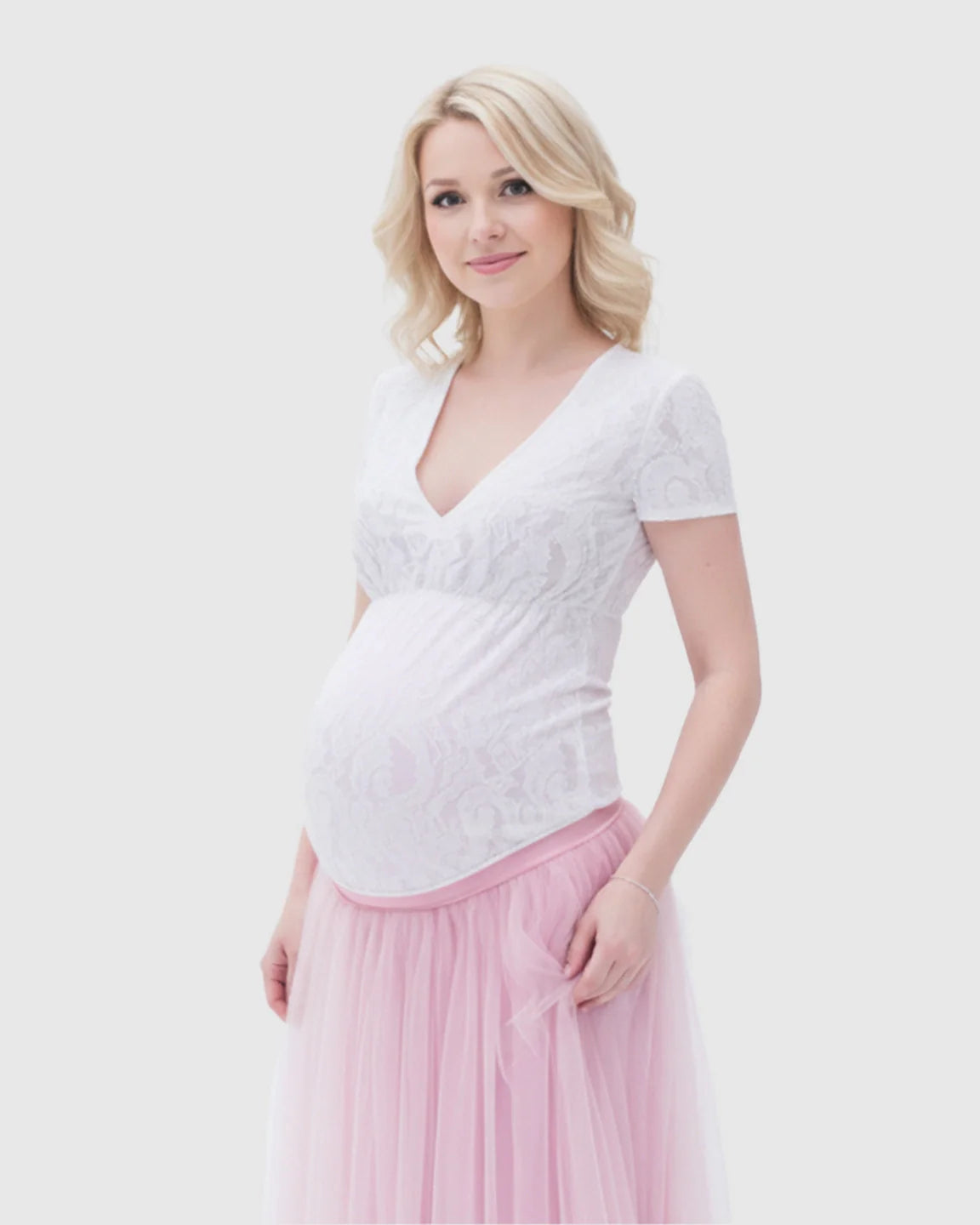 Bump Society – The Comfort Collection: Two-Piece Lace & Tulle Maternity Gown