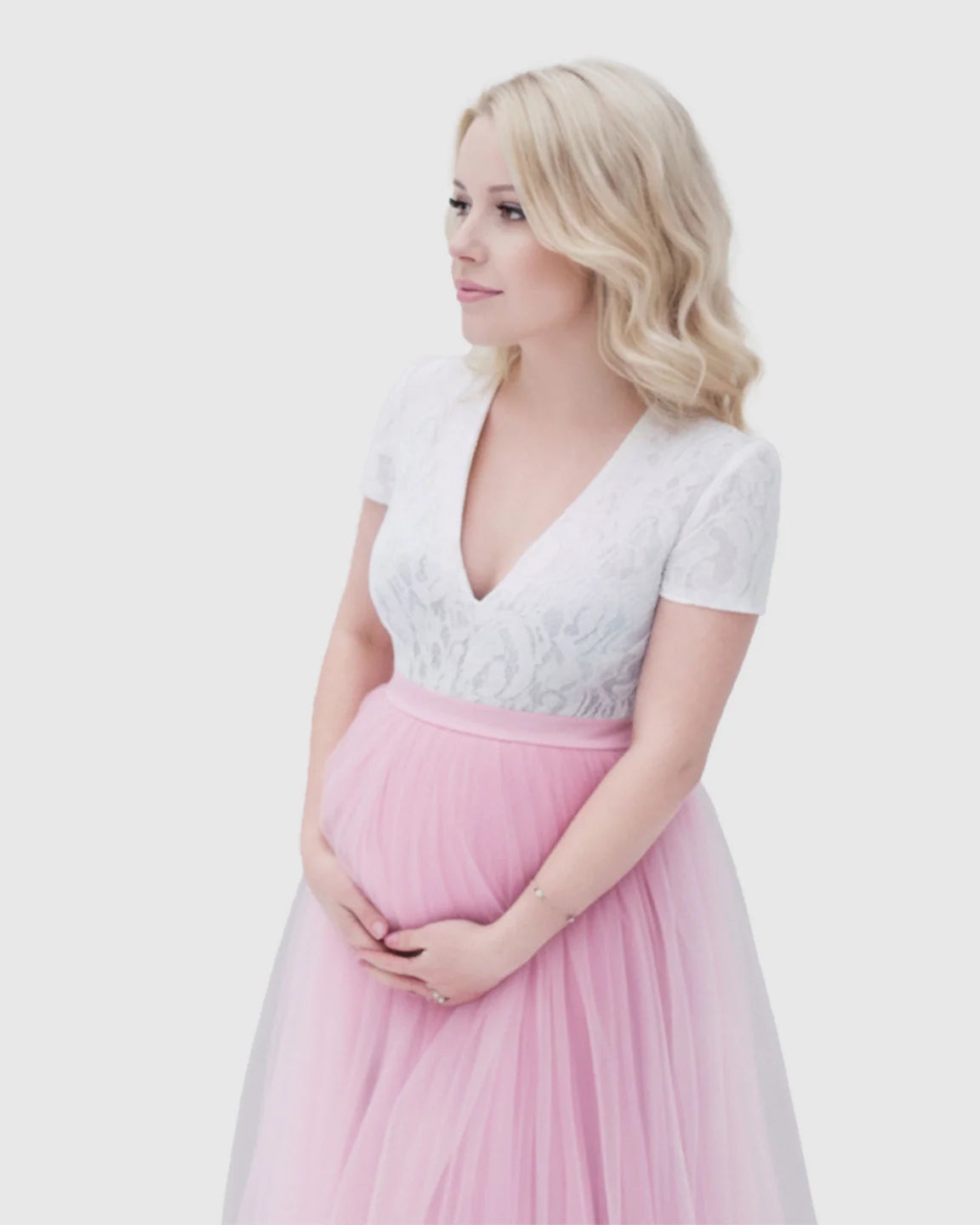 Bump Society – The Comfort Collection: Two-Piece Lace & Tulle Maternity Gown