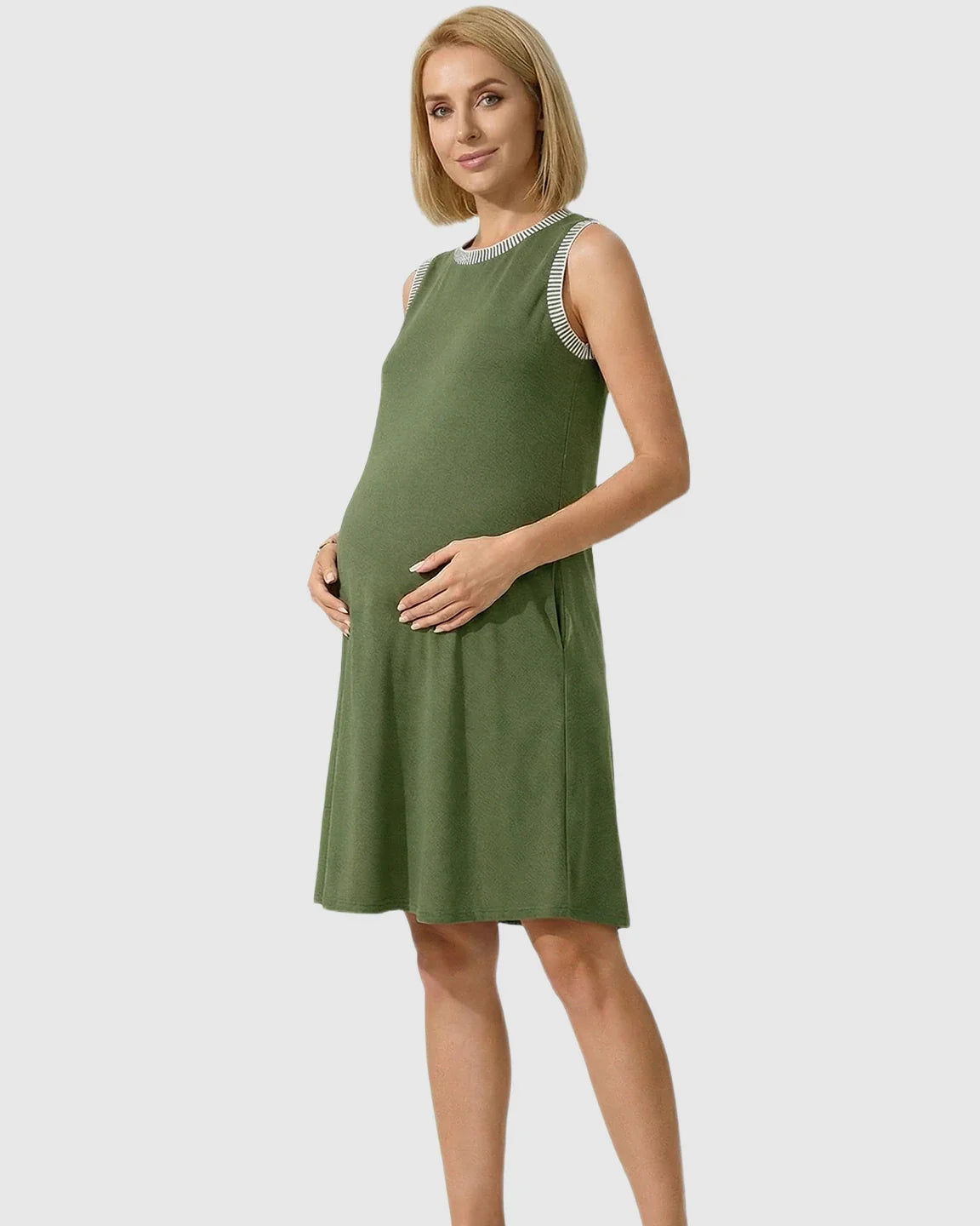 Bump Society – The Comfort Collection: Sleeveless Mid-Waist Umbrella Skirt Maternity Dress