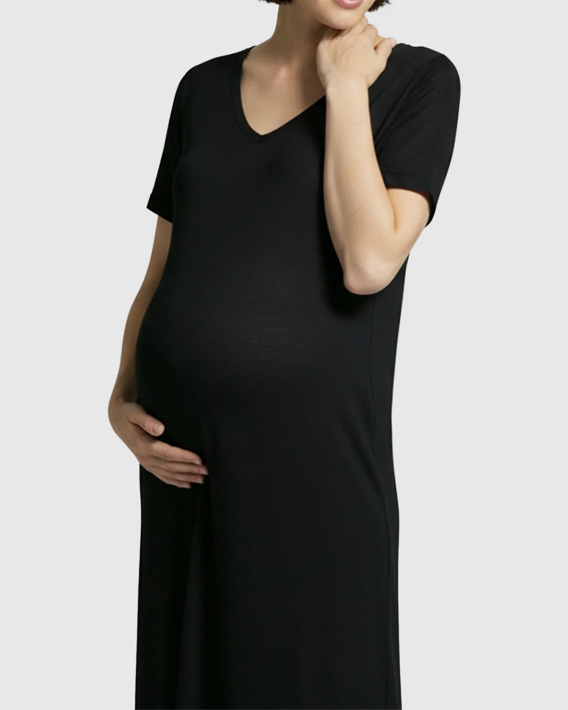 Bump Society – The Comfort Collection: Soft V-Neck Relaxed Fit Maternity Midi Dress