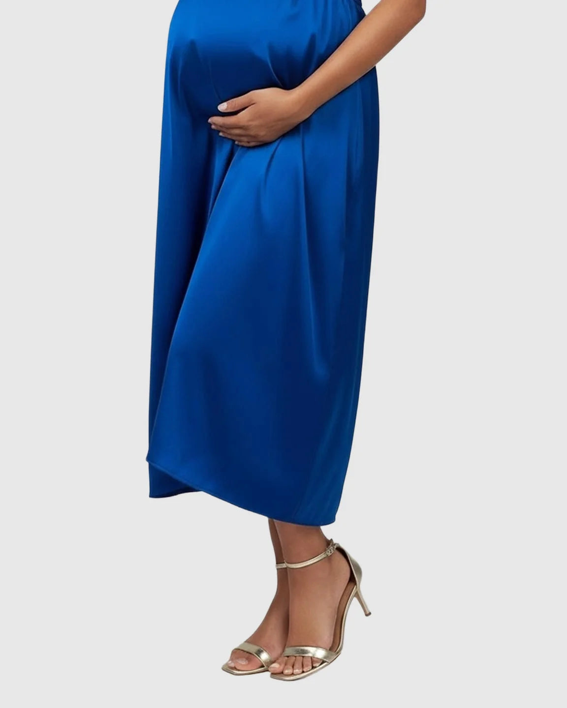 Bump Society – The Comfort Collection: Elegant Halter Neck Tie Waist Maternity Maxi Dress