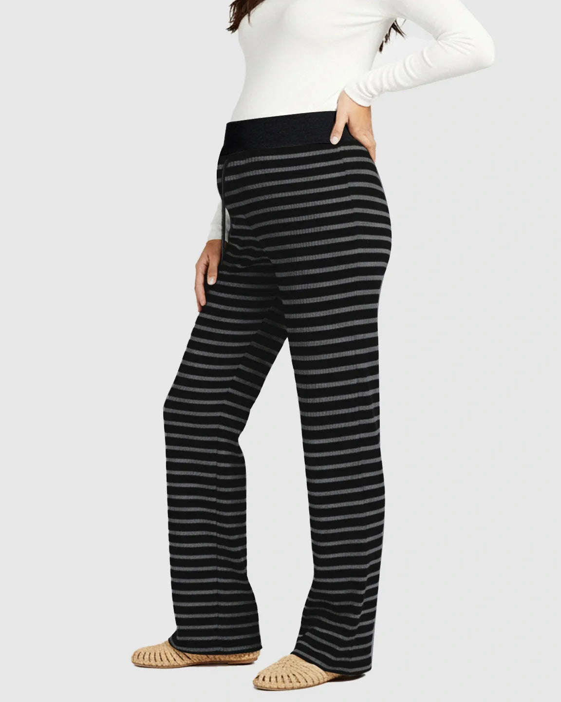 Bump Society – The Comfort Collection: Striped Knitted Wide Leg Maternity Pants