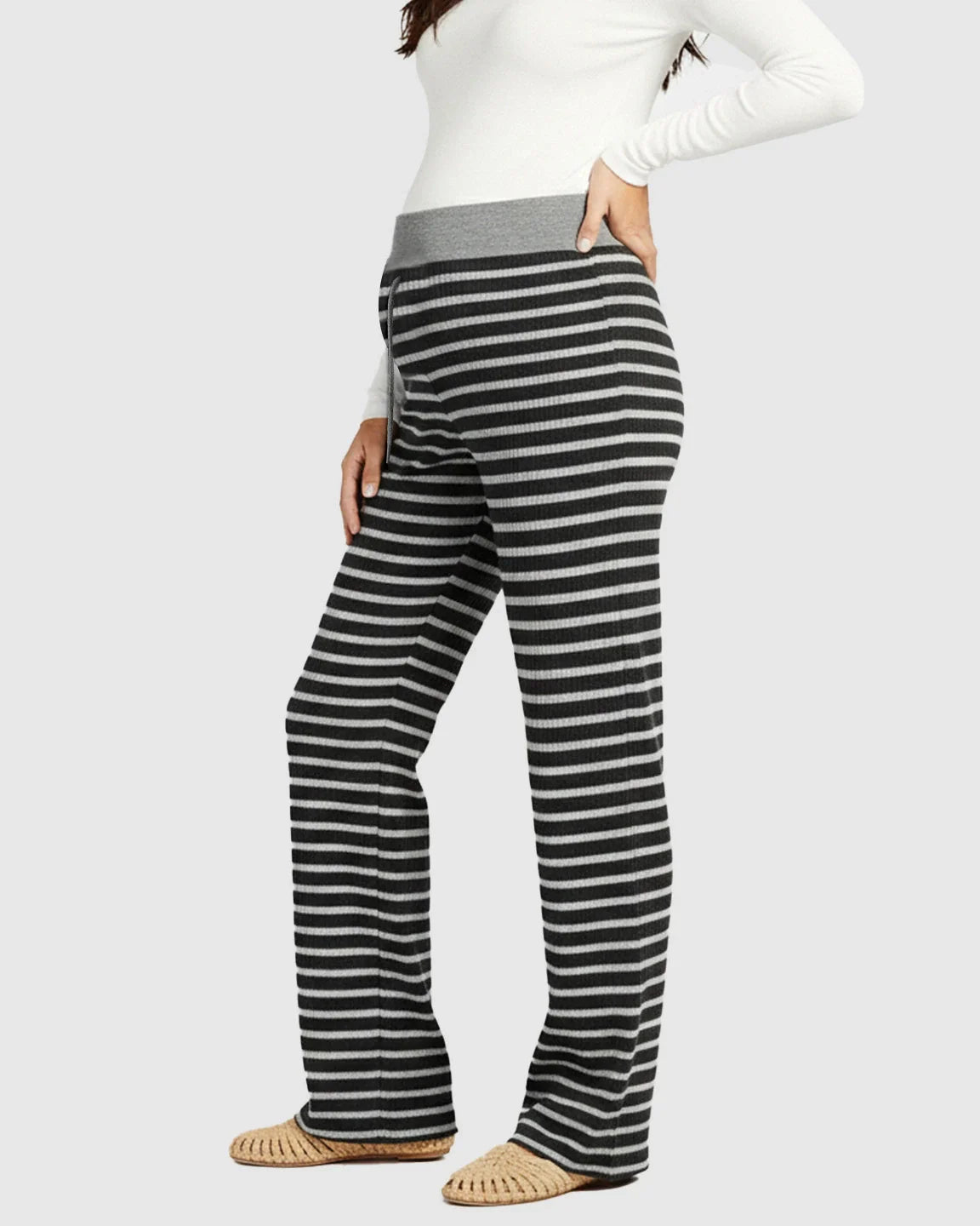 Bump Society – The Comfort Collection: Striped Knitted Wide Leg Maternity Pants