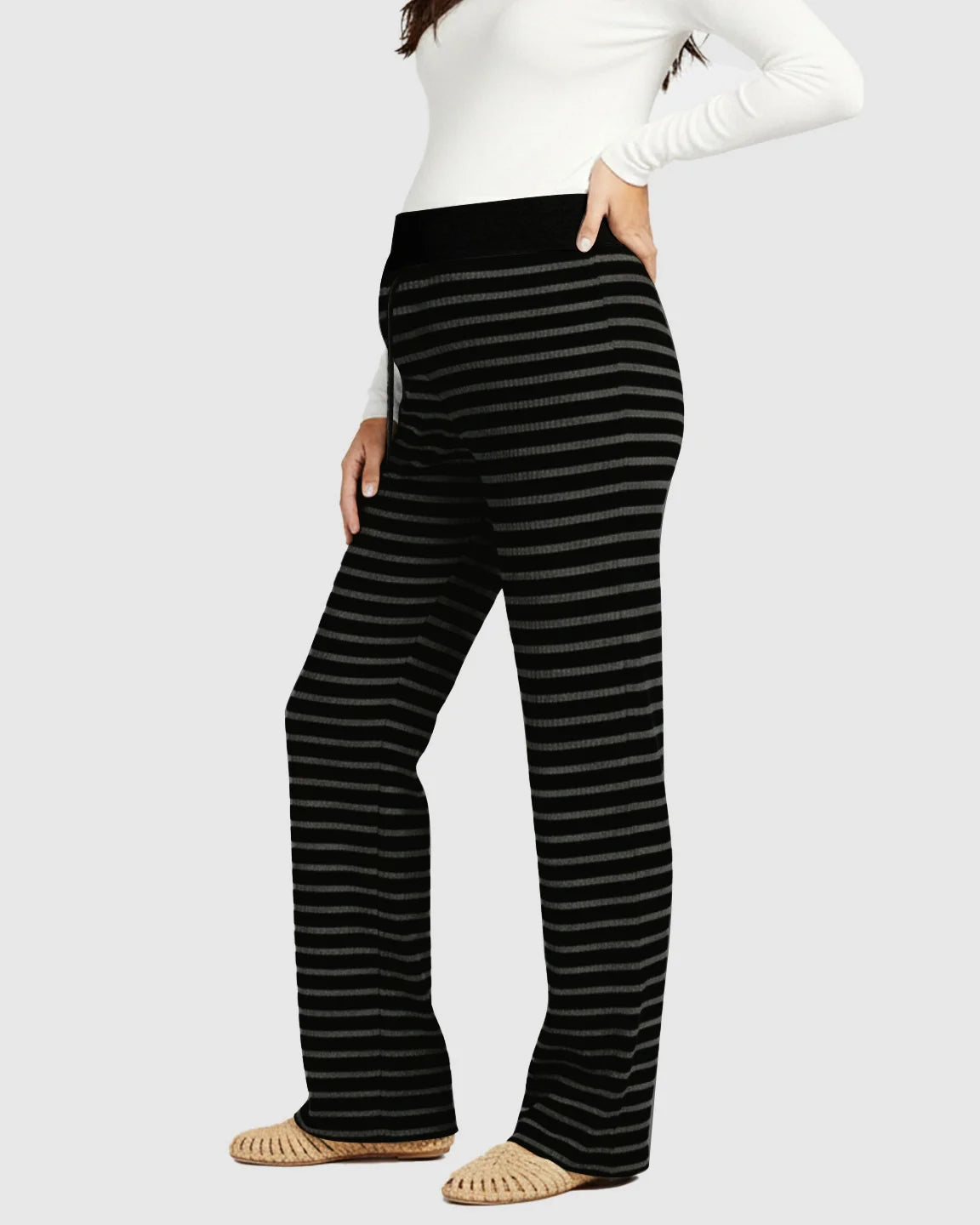 Bump Society – The Comfort Collection: Striped Knitted Wide Leg Maternity Pants