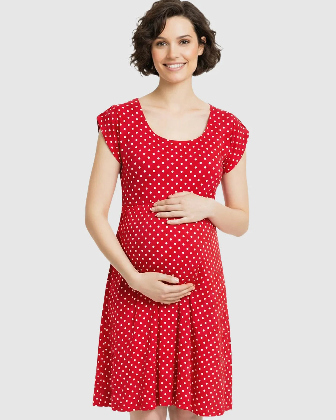 Bump Society – The Nursing Collection: Easy Nursing Access Polka Dot Maternity Dress
