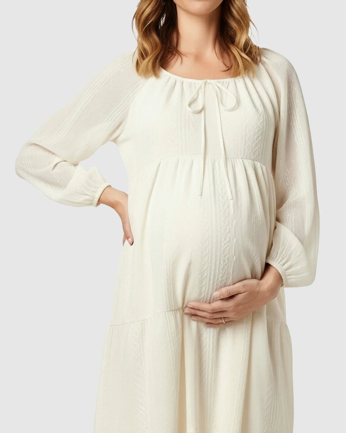Bump Society – The Comfort Collection: Square Neck Flared Long Sleeve Maternity Dress