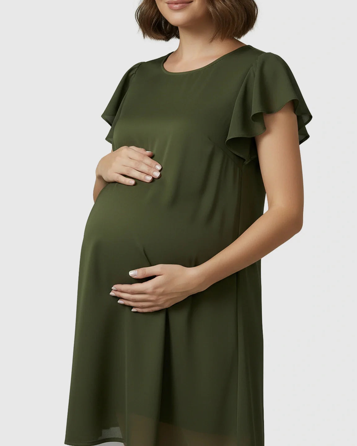 Bump Society – The Comfort Collection: Ruffle Sleeves Shift Silhouette Maternity Mini Dress