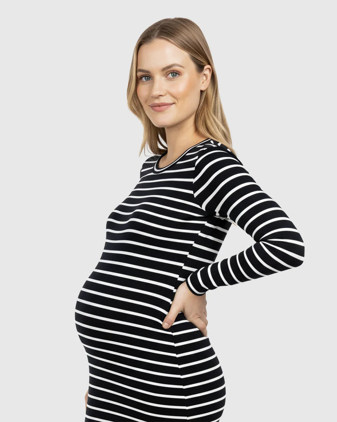 Bump Society – The Comfort Collection: Side Slit Bodycon Maternity Midi Dress