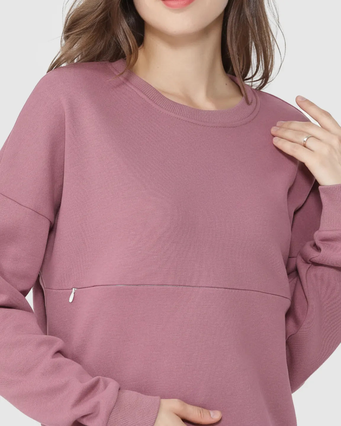 Bump Society – The Nursing Collection: Long-Sleeve Zipper Opening Maternity Nursing Top
