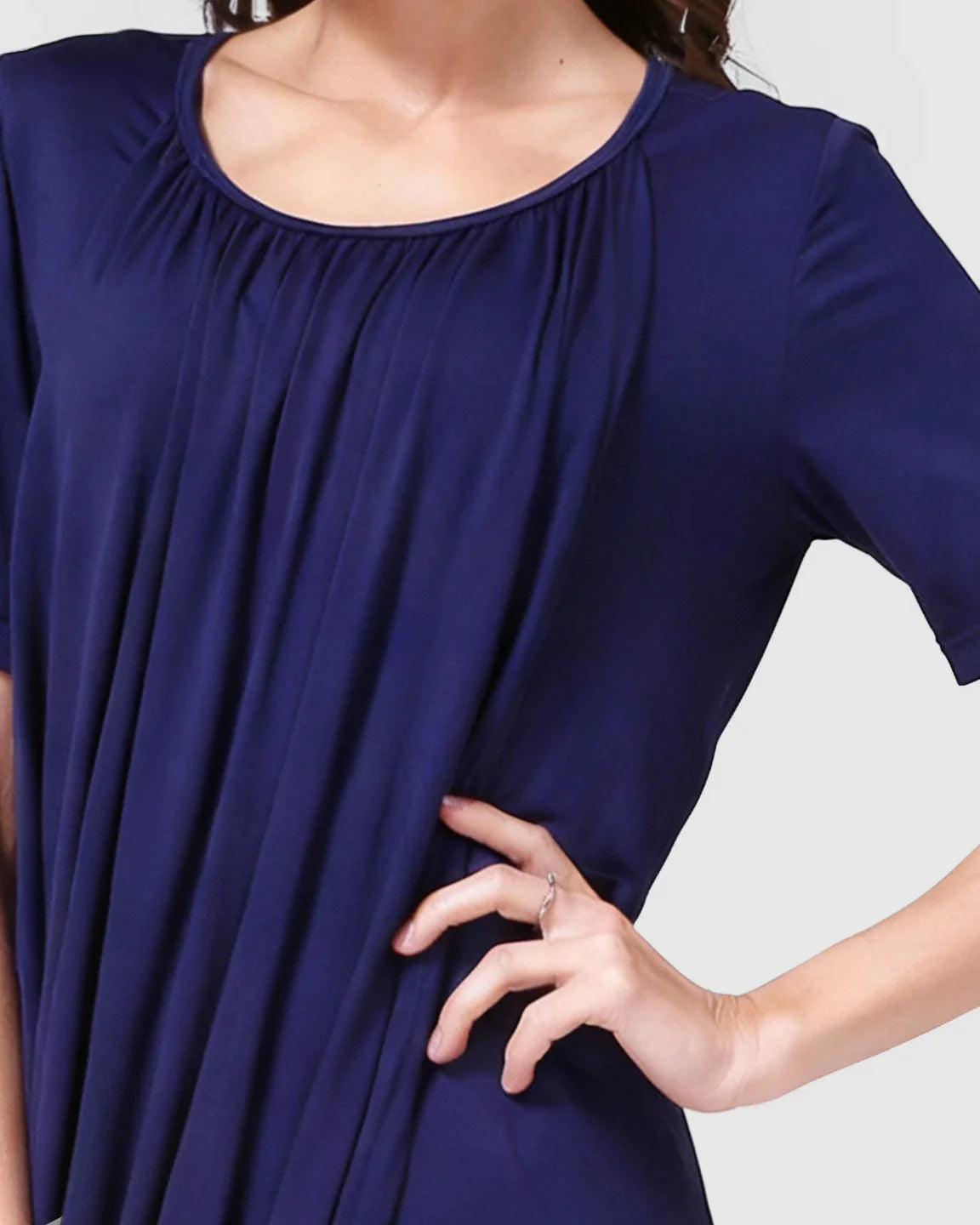 Bump Society – The Nursing Collection: Hidden Nursing Access Draped Maternity Short Dress