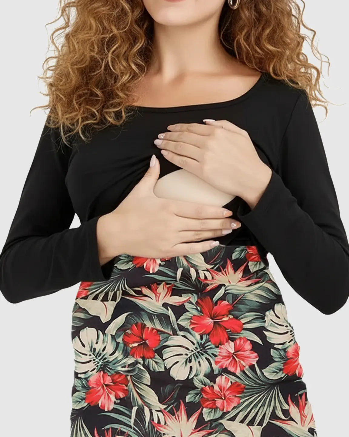 Bump Society – The Nursing Collection: Two-Piece Floral Nursing & Maternity Maxi Dress