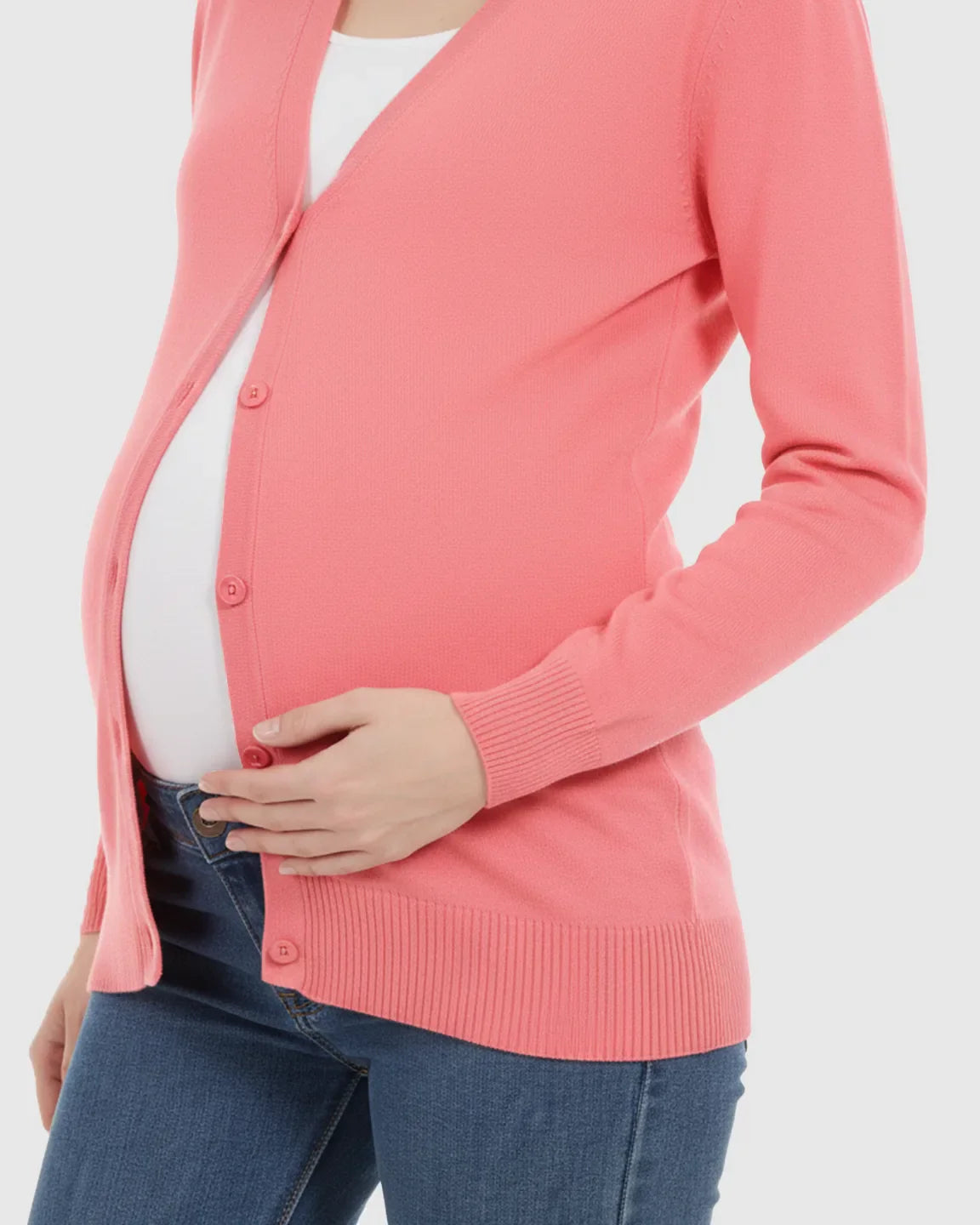 Bump Society – The Comfort Collection: Button-Front V-Neck Maternity Cardigan
