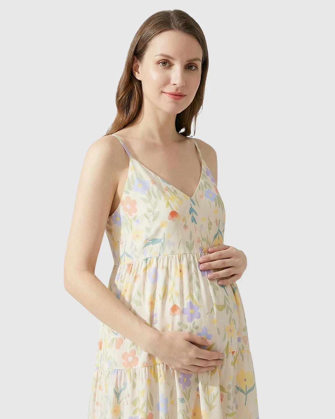 Bump Society – The Comfort Collection: Sleeveless Colorful Flowers Print Maternity Nightdress