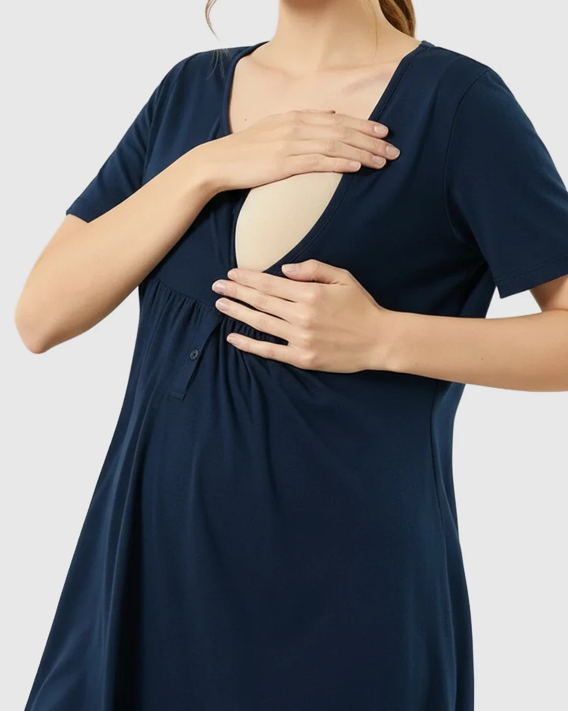 Bump Society – The Comfort Collection: Relaxed-Fit A-Line Maternity Mini Dress