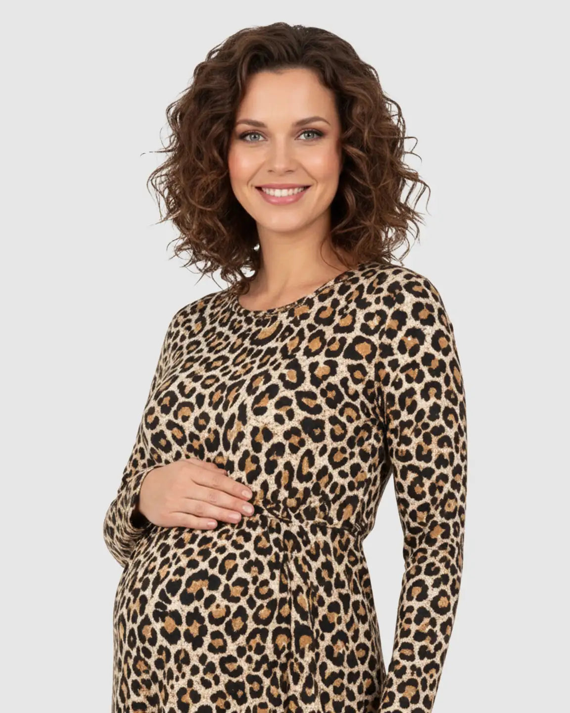 Bump Society – The Comfort Collection: Flowing Skirt Leopard Print Maternity Maxi Dress