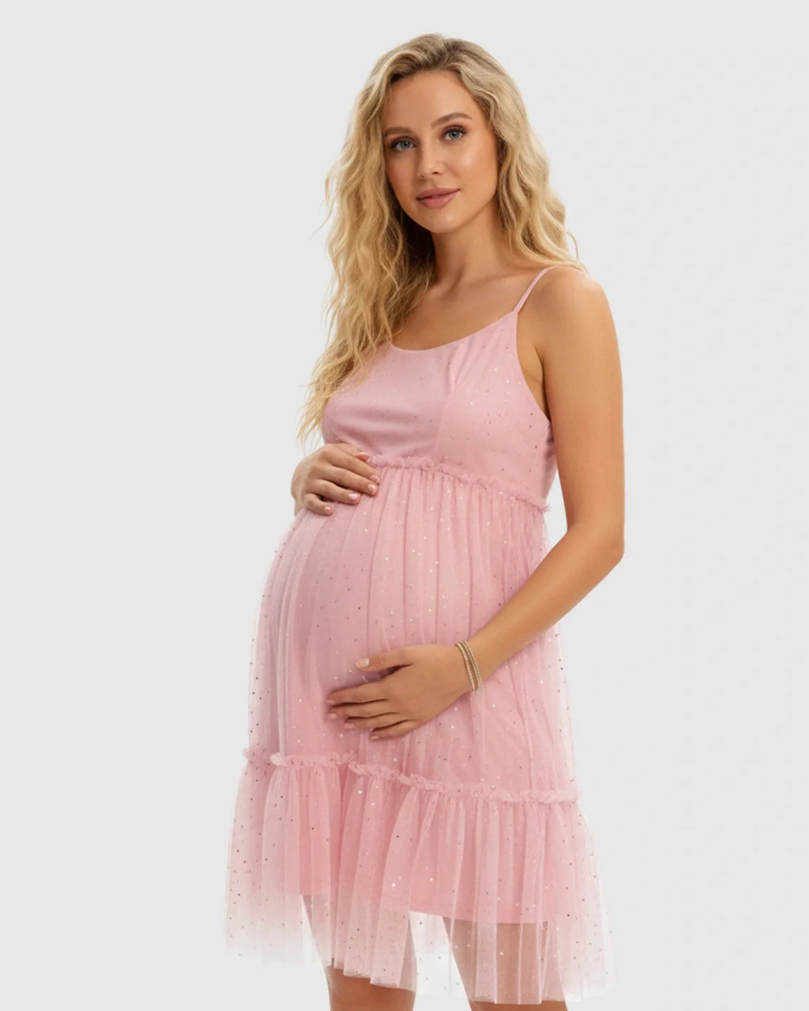 Bump Society – The Comfort Collection: Spaghetti Strap Tulle Cake Skirt Maternity Dress