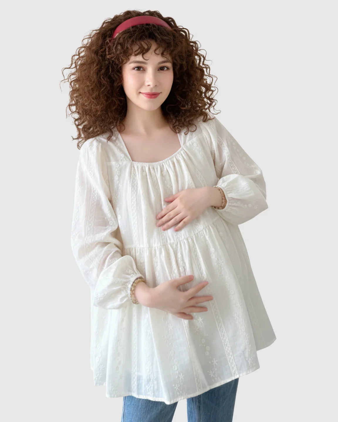 Bump Society – The Comfort Collection: Embroidered Texture Korean Style Maternity Tunic Top