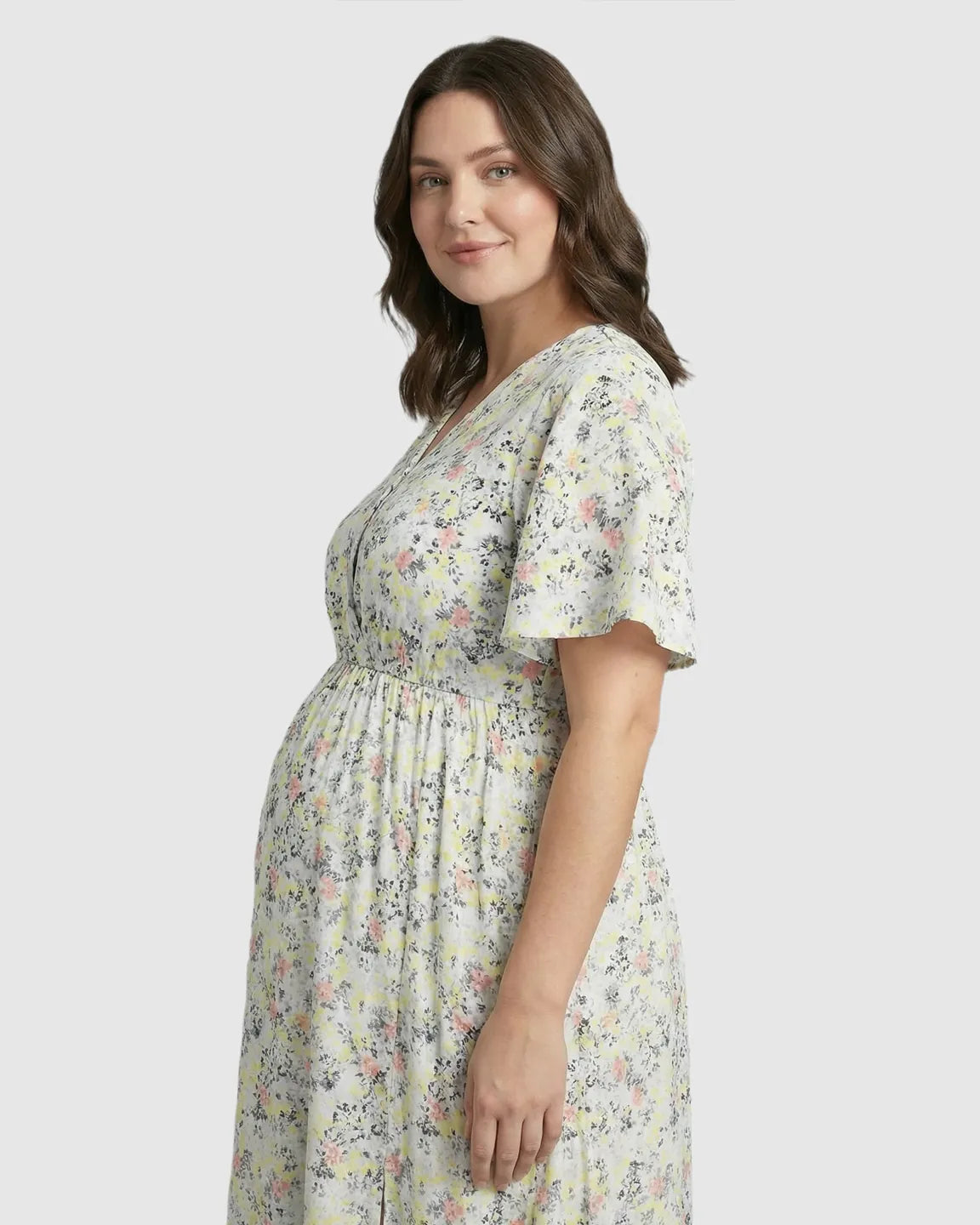 Bump Society – The Comfort Collection: Tencel Fabric Slitted Maternity Maxi Dress