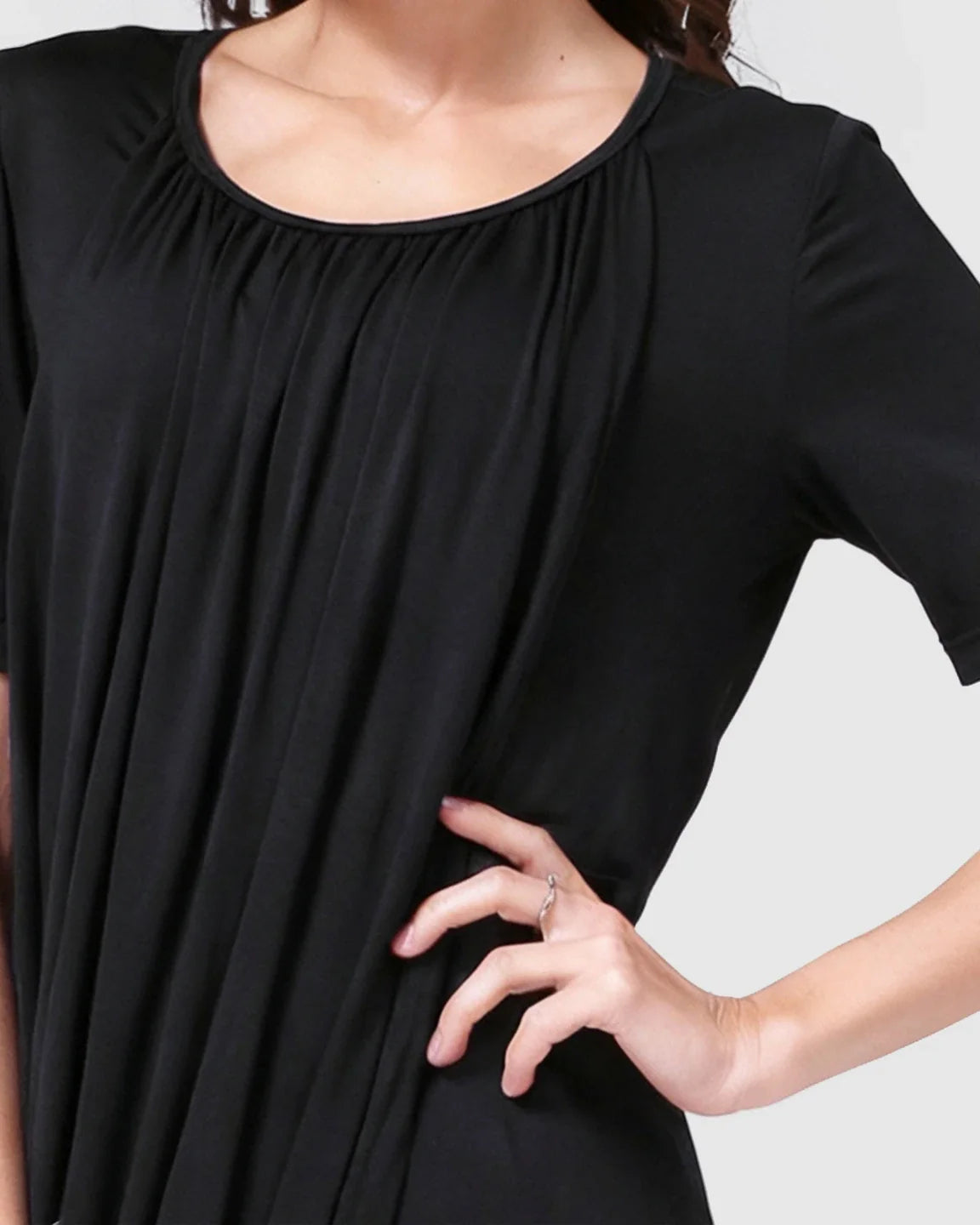 Bump Society – The Nursing Collection: Hidden Nursing Access Draped Maternity Short Dress