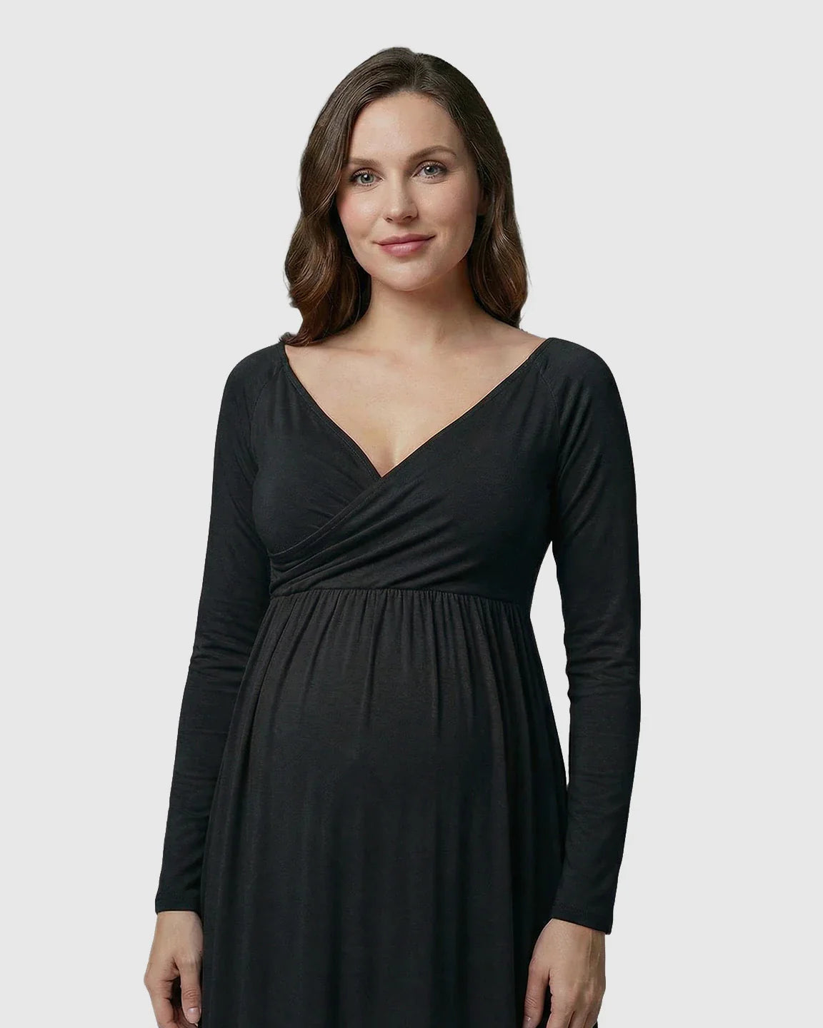 Bump Society – The Comfort Collection: Long-Sleeve Full Train Maternity Maxi Dress