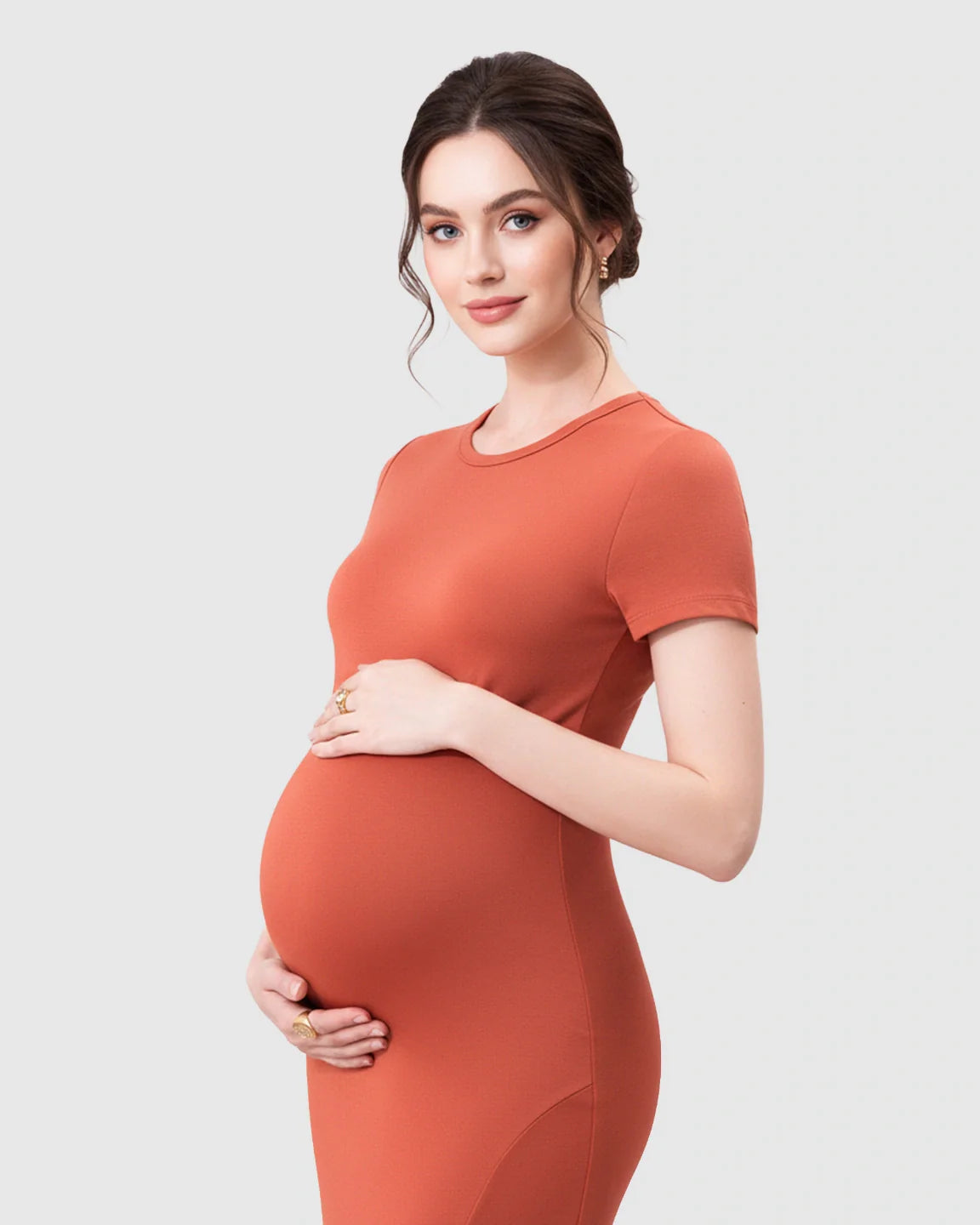 Bump Society – The Comfort Collection: Side-Slit Bodycon Maternity Maxi Dress