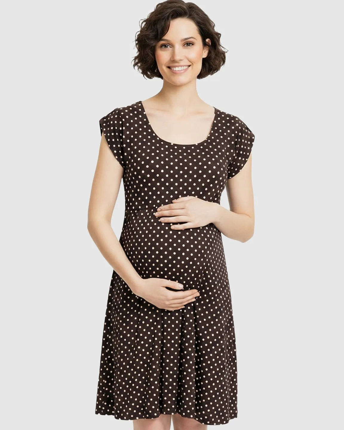 Bump Society – The Nursing Collection: Easy Nursing Access Polka Dot Maternity Dress