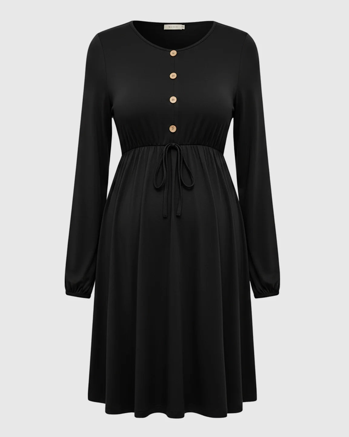 Bump Society – The Comfort Collection: Button-Front Drawstring Waist Maternity Dress
