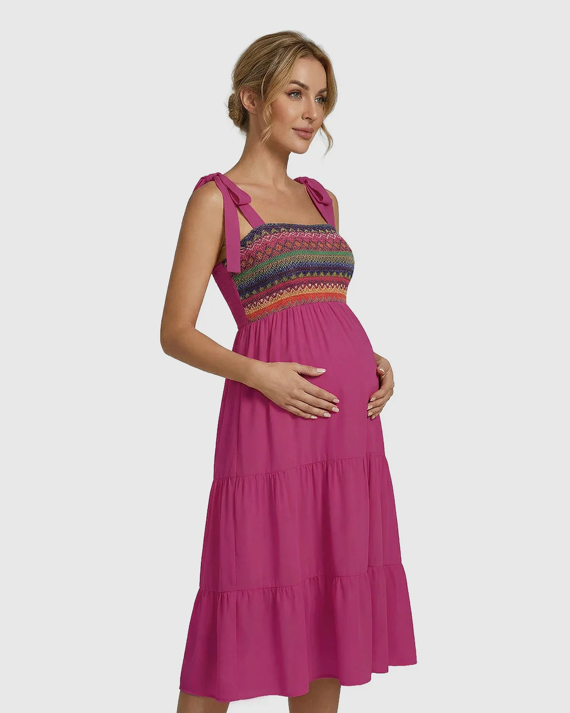 Bump Society – The Comfort Collection: Shoulder Tie-Strap A-line Maternity Midi Dress