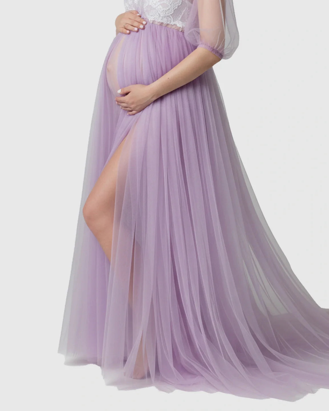 Bump Society – The Comfort Collection: Tulle Lace Swing Trail Maternity Photoshoot Dress