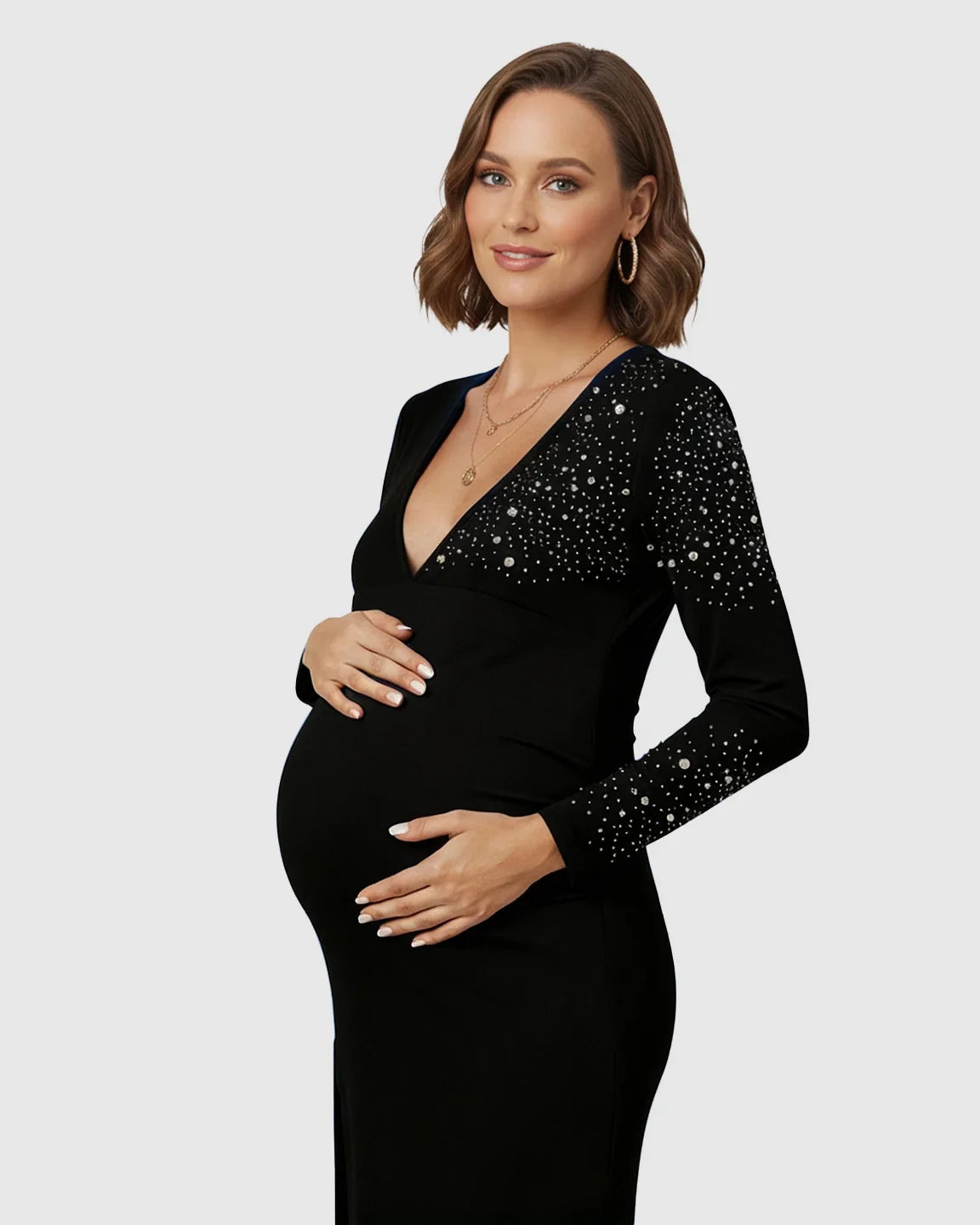 Bump Society – The Comfort Collection: Long-Sleeve Bodycon Maternity Maxi Dress