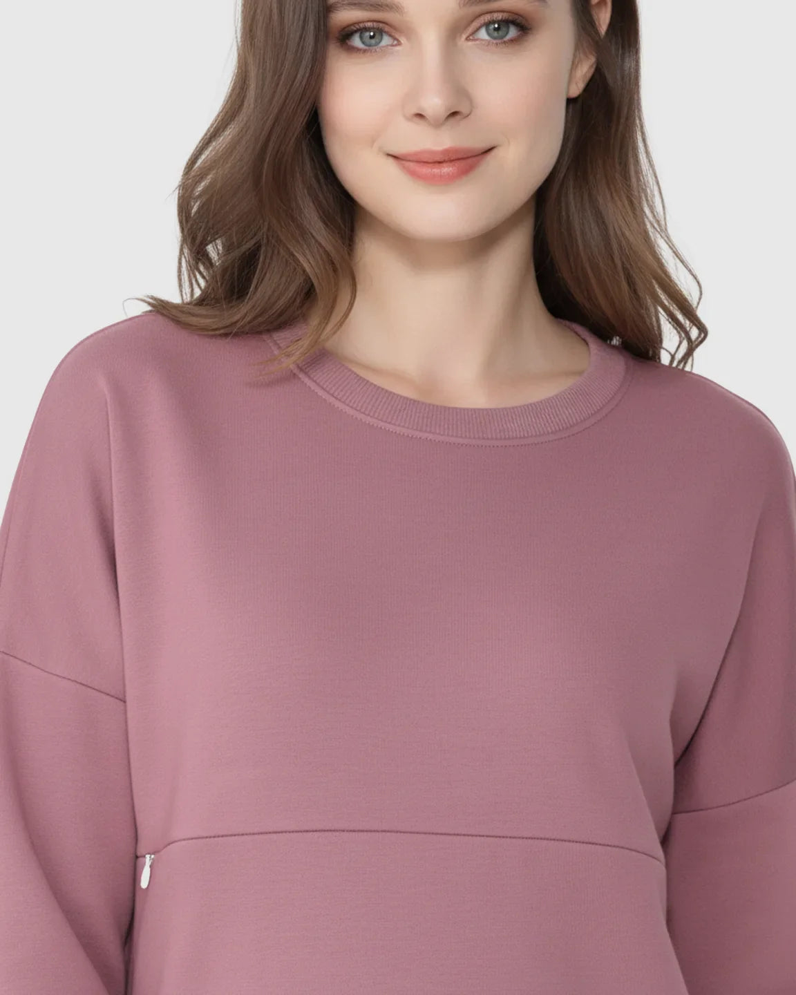 Bump Society – The Nursing Collection: Long-Sleeve Zipper Opening Maternity Nursing Top