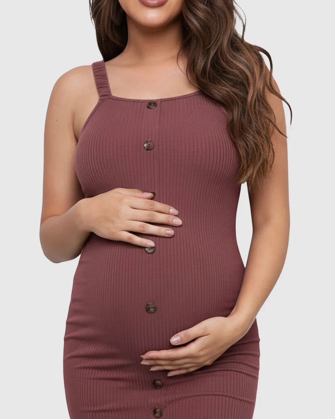 Bump Society – The Comfort Collection: Ribbed Button-Front Bodycon Maternity Short Dress