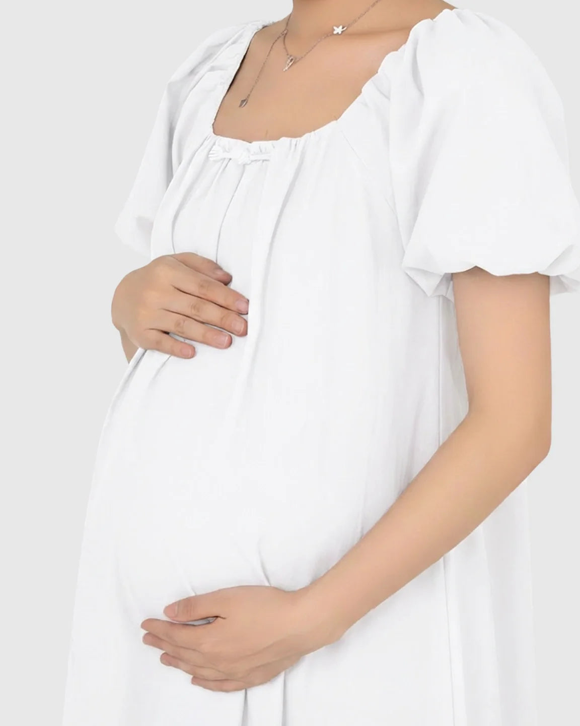 Bump Society – The Comfort Collection: Short Puff Sleeve Casual Maternity Maxi Dress