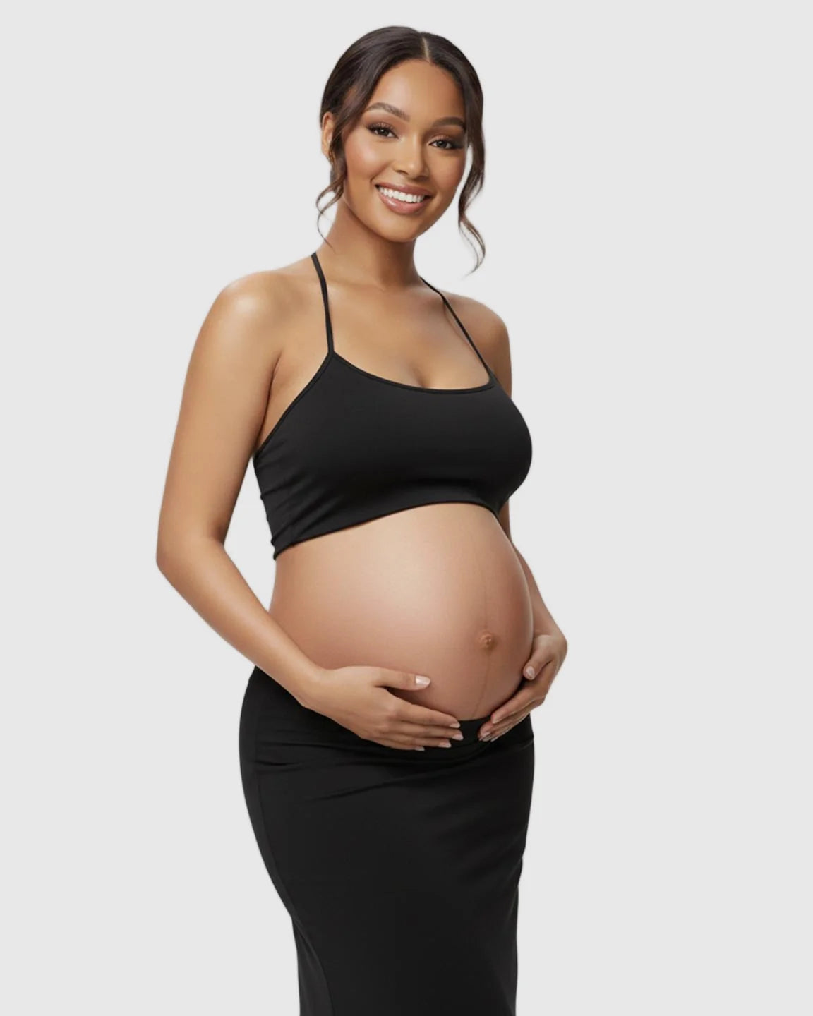 Bump Society – The Comfort Collection: Butt-Lifting Halter Neck Bodycon Maternity Photoshoot Gown