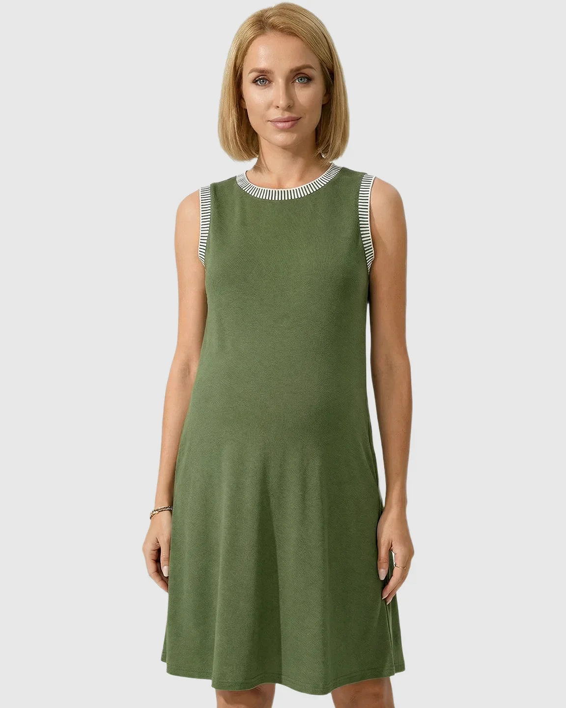 Bump Society – The Comfort Collection: Sleeveless Mid-Waist Umbrella Skirt Maternity Dress