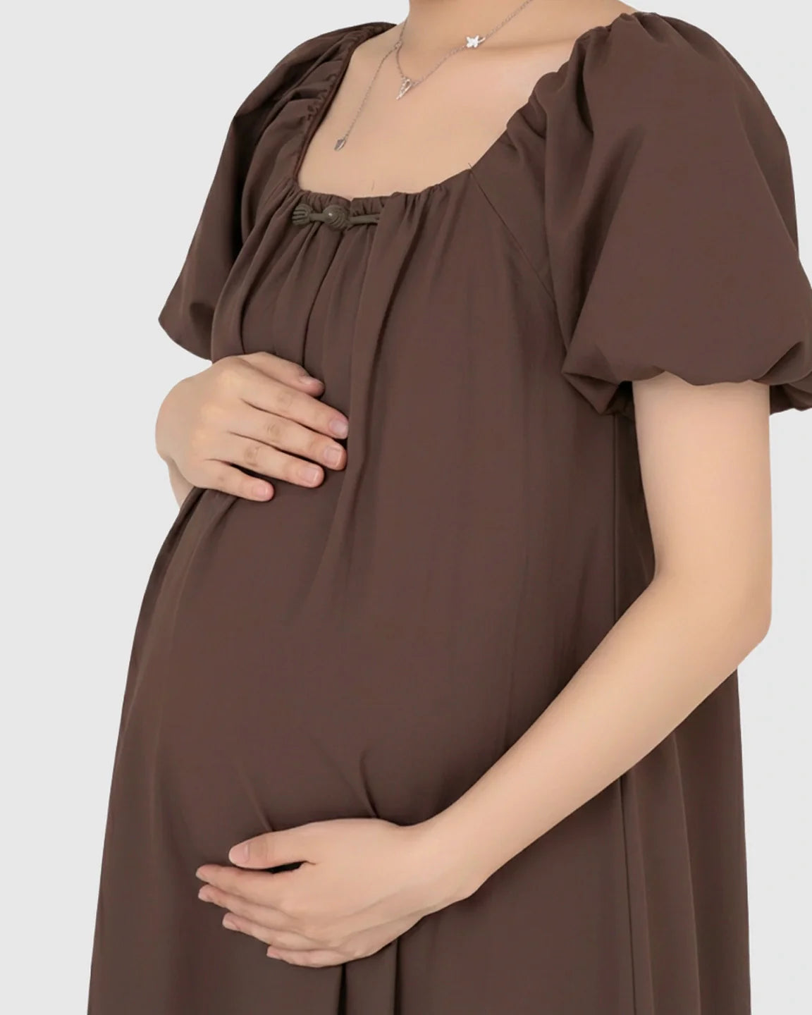 Bump Society – The Comfort Collection: Short Puff Sleeve Casual Maternity Maxi Dress
