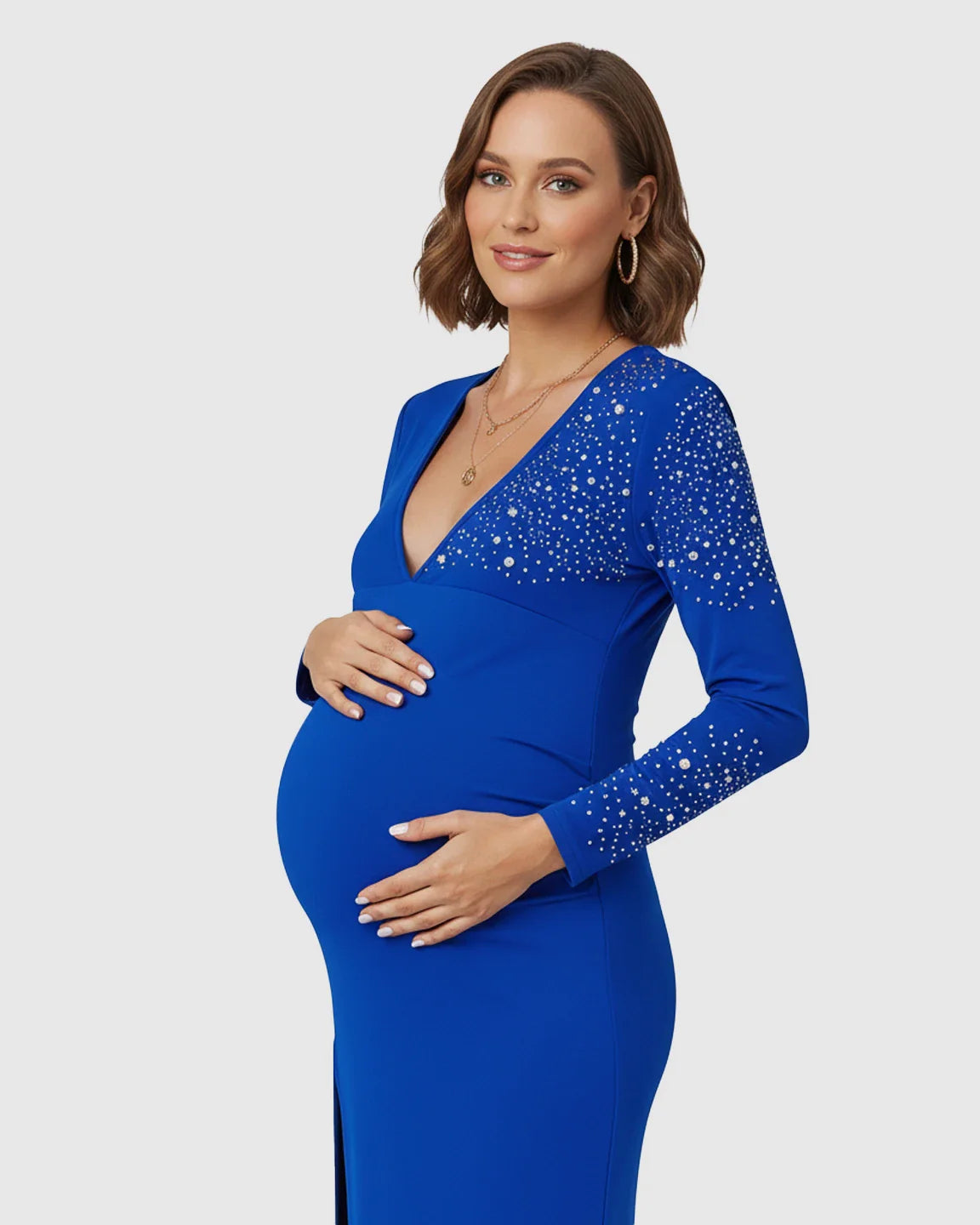 Bump Society – The Comfort Collection: Long-Sleeve Bodycon Maternity Maxi Dress
