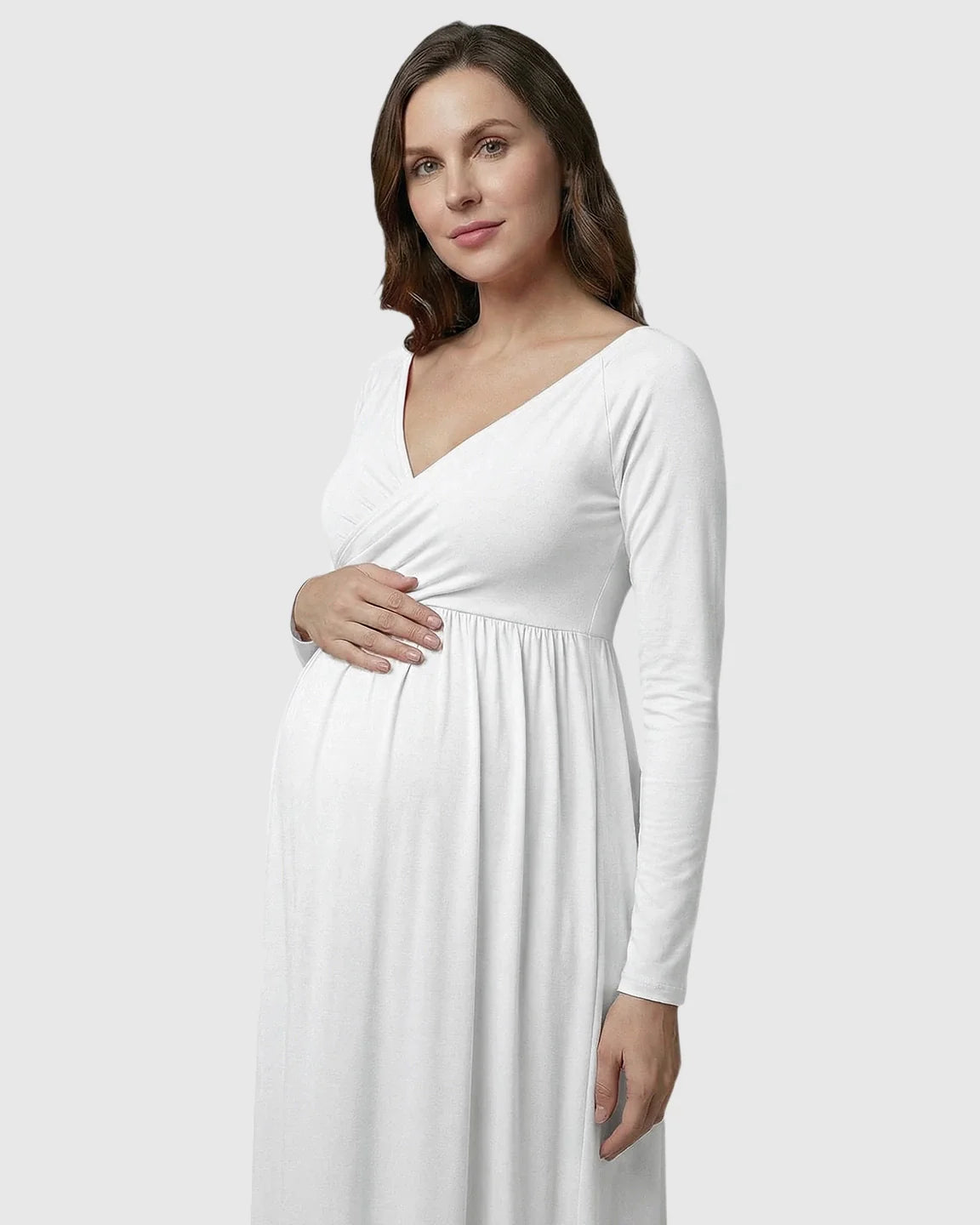 Bump Society – The Comfort Collection: Long-Sleeve Full Train Maternity Maxi Dress