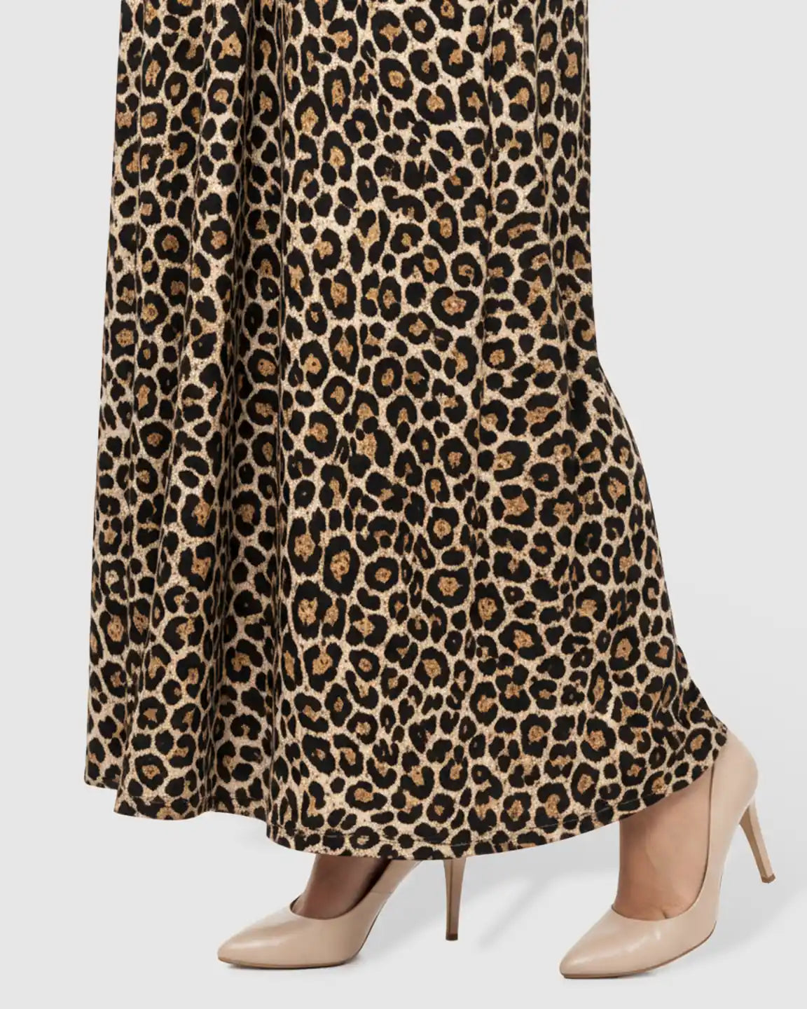 Bump Society – The Comfort Collection: Flowing Skirt Leopard Print Maternity Maxi Dress