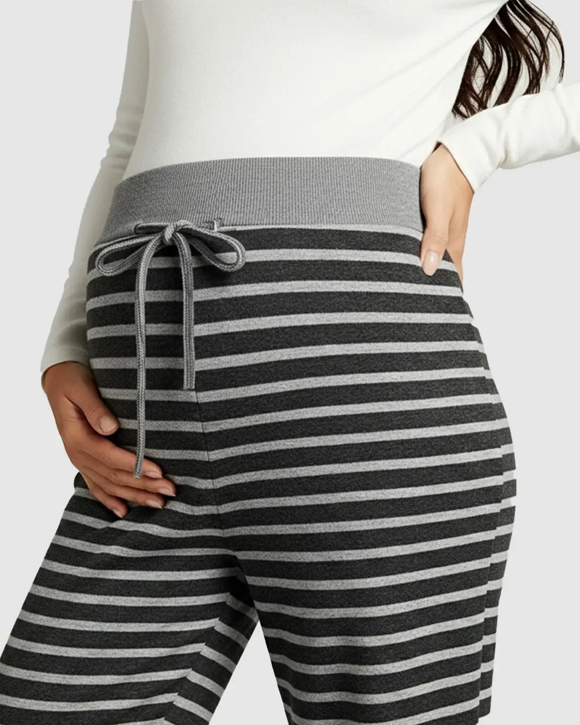 Bump Society – The Comfort Collection: Striped Knitted Wide Leg Maternity Pants