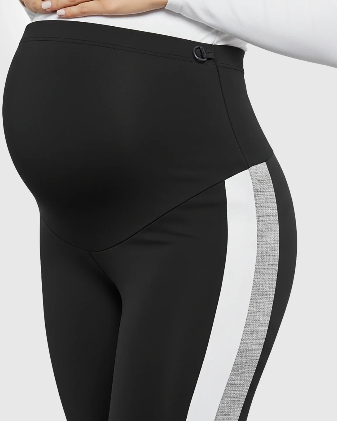Bump Society – The Comfort Collection: Stretch Waist Panel Side-Stripe Maternity Leggings