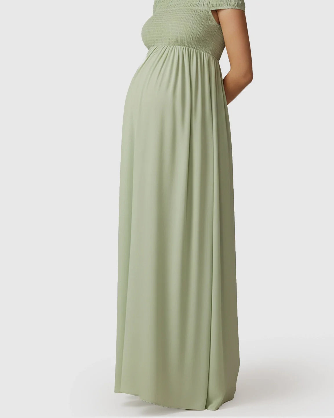 Bump Society – The Comfort Collection: Off-Shoulder Flowy A-line Maternity Maxi Dress