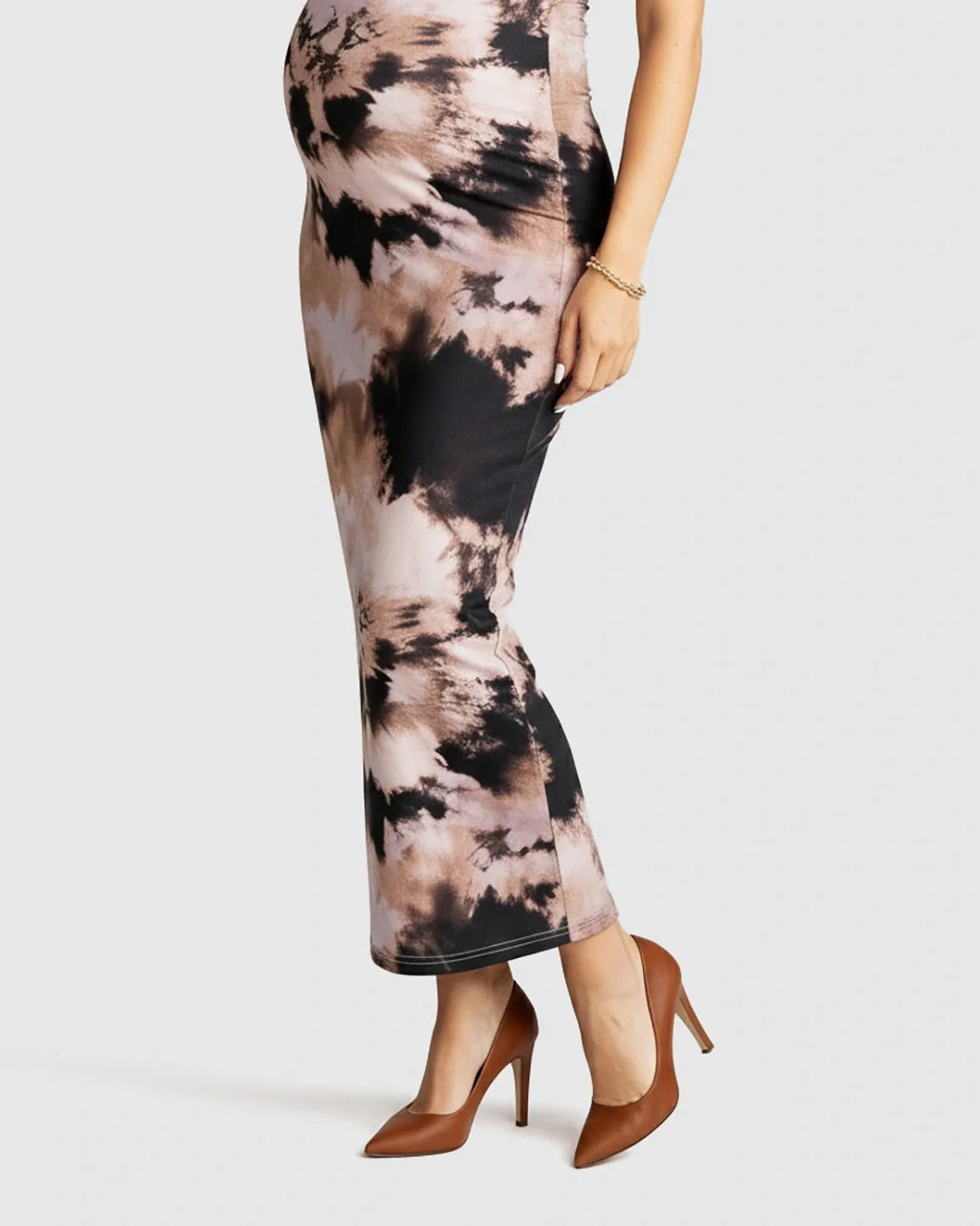 Bump Society – The Comfort Collection: Thin Strapped Tie-Dye Pattern Bodycon Maternity Maxi Dress