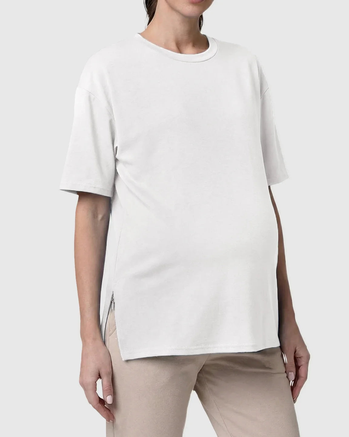 Bump Society – The Nursing Collection: Zipper Slits Casual Maternity Nursing T Shirt