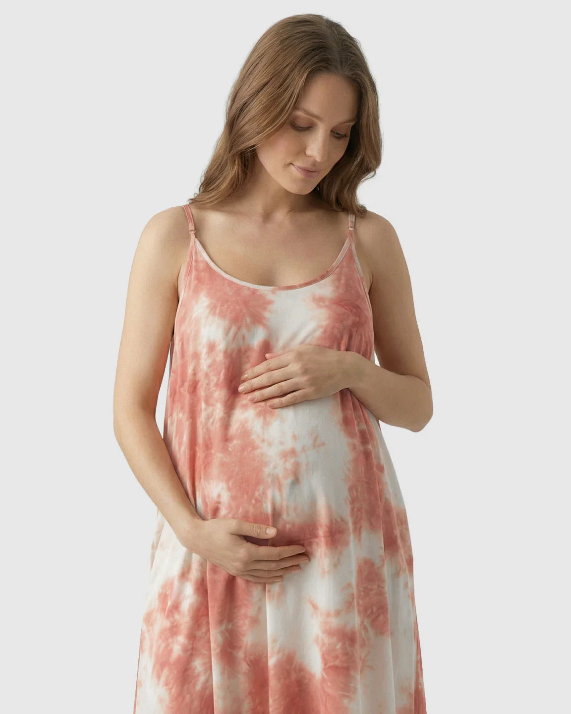 Bump Society – The Comfort Collection: Spaghetti Strap Tie-Dye Maternity Maxi Dress
