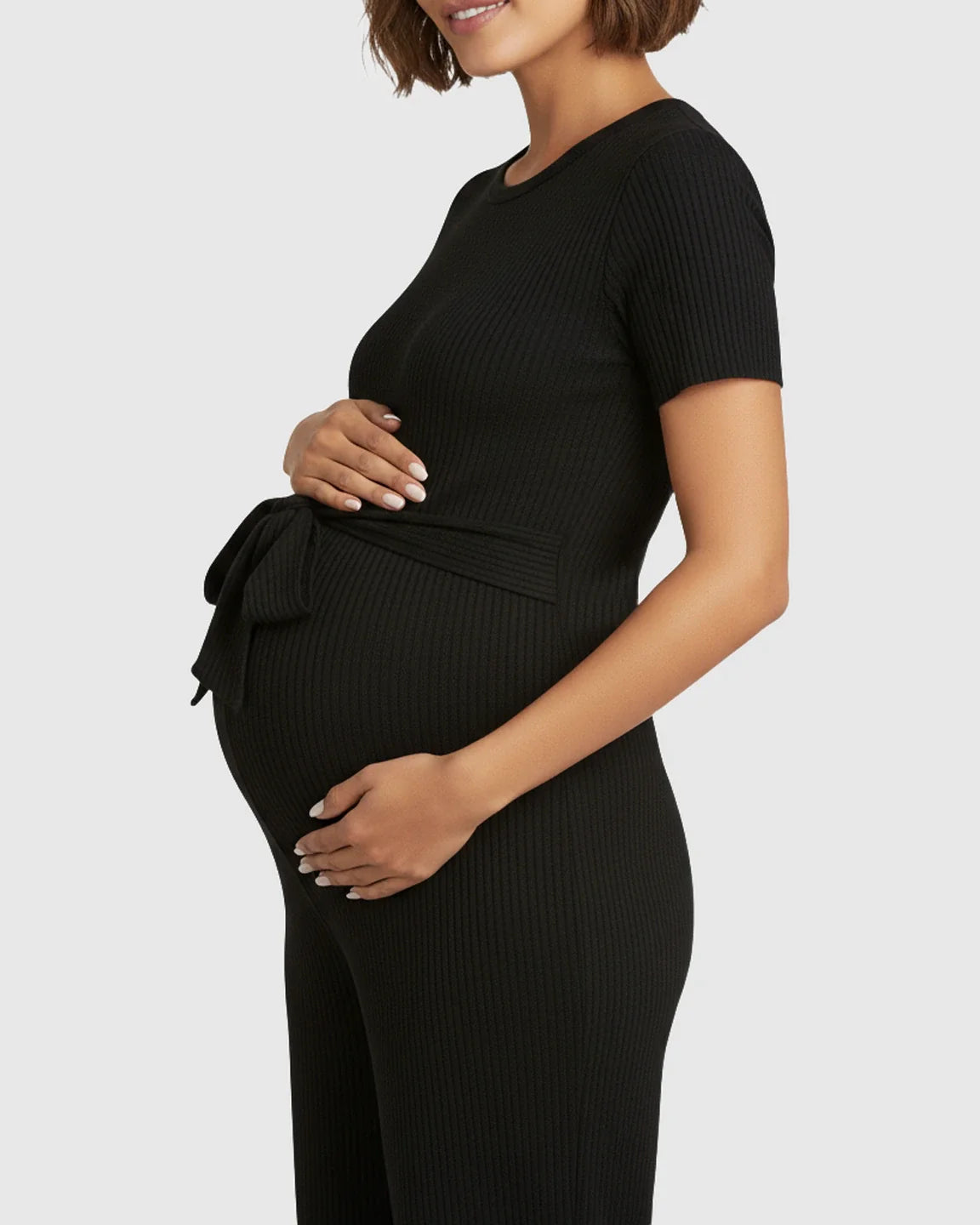 Bump Society – The Comfort Collection: Tie-Waist Sleek-Fit Maternity Jumpsuit